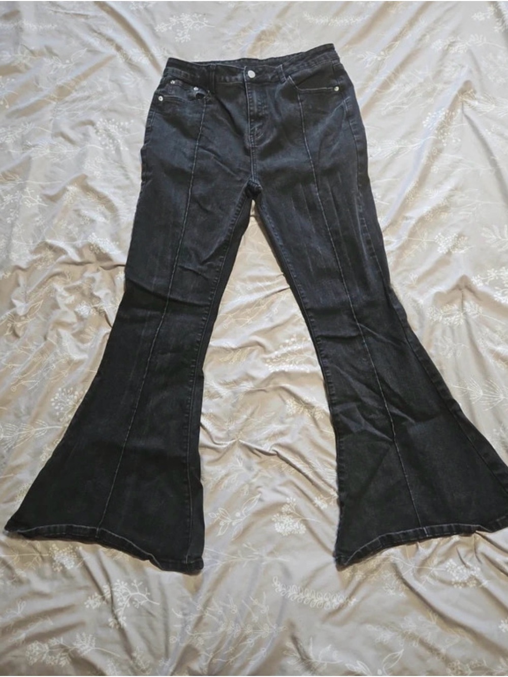 Cider Black Wide-Leg Flare Jeans